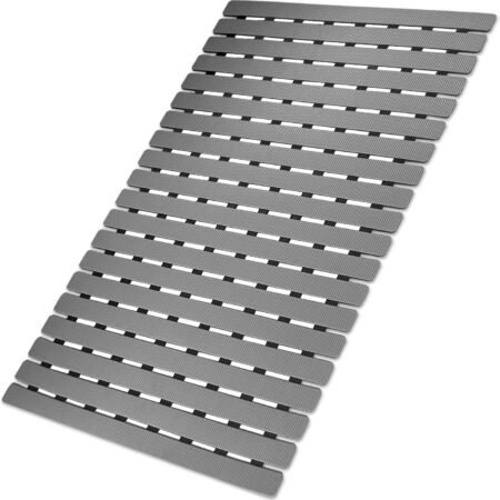 Bath Tub Shower Mat Non Slip Bathtub Mats for Bathroom Shower Floor Mat Bath Mats for Shower Tub Anti Slip Shower Mat with Drain Hole and Large Suction Cups (Grey, 27.5 X 15.7 Inch)