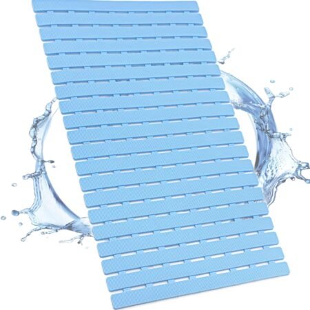 Shower Mat Non Slip Bathtub Mat, Anti Slip Bath Mat for Tub, Shower Floor Mat Non Slip with Drain Hole and Large Suction Cups, 27.5 x15.7 Inch, Easy Dry, Easy to Cut