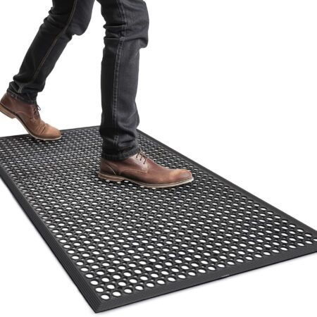 Outdoor Rubber Mat for Floor Anti-Fatigue Non Slip Restaurant Floor Mats 36" x 60" New Commercial Heavy Duty Drainage Rubber Kitchen Mat Black Bar Floor Mat