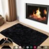 Black Rugs for Bedroom, 2x3 Feet Fluffy Area Rugs for Living Room, Soft  Kids Rug Small Carpet with 4 Non-Slip Rug Pads (2ft x 3ft, Black)