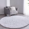 White Round Rug Ultra-Soft Plush Modern 5x5 Circle Area Rug for Kid's Bedroom, Fluffy  Circular Rug for Nursery Room, Non-Slip Home Decor Cute White Carpet for Teen's Room