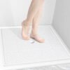 Square Shower Mat, 27"x 27" Extra Large Shower Mats for Inside Shower, TPE Non Slip Shower Mat with Suction Cups Drain Holes, Machine Washable Shower Floor Mat (White)