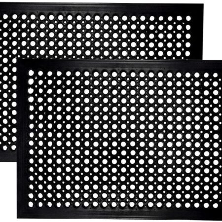 Rubber Doormat - 2 Pack Non Slip Anti Fatigue Indoor Outdoor Rubber Floor Mat - Heavy Duty Commercial Kitchen Mat - Ramp Pool Restaurant Garage Floor Mat - Anti Slip Bar Drainage Mat - 24x36