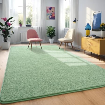 Sage-Green Area Rugs for Bedroom Living Room, 5x7 Feet Indoor Memory Foam Rug, Modern Washable Rugs for Kids Boys Girls Room, Dorm Bedside  Carpets for Home Decor