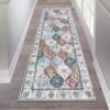 Hallway Runner Rug 2'x6' Washable Vintage Distressed Area Rugs Non Slip Laundry Rug Runner Boho Floor Carpet Runners for Hallways Entryway Laundry Room Kitchen Bathroom