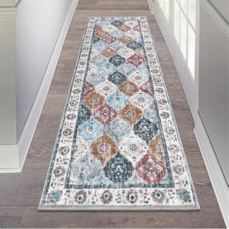 Hallway Runner Rug 2'x6' Washable Vintage Distressed Area Rugs Non Slip Laundry Rug Runner Boho Floor Carpet Runners for Hallways Entryway Laundry Room Kitchen Bathroom
