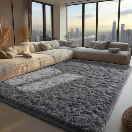 Area Rugs for Living Room Grey Rugs for Bedroom 4x6 Carpet Fluffy Fuzzy Soft Shag Aesthetic Plush High Pile Gray Throw Rug for Nursery Kids Room Dorm