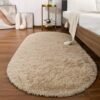 Fluffy Rugs for Bedroom, 2 Packs  Cute Area Rug for Girls and Kids Baby Room Home Decor, 2.6 x 5.3 Feet Oval Indoor Carpet for Nursery Dorm Living Room, Camel
