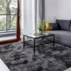 Area Rugs for Bedroom Living Room, 3x5 ft Tie-Dyed Shag Carpet, Fluffy Plush Soft Throw Rug for Kids Nursery Lounge Indoor, Washable Non-Slip Furry Floor Rug for Home Decor, Dark Grey