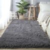 Area Rugs for Bedroom Living Room: 4x6 Grey Fuzzy  gy Rug - Soft Plush Furry Bedside Dorm Throw Rug - Indoor Floor Carpet for Kids Girls Boys Home,Dark Gray