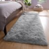 Shag Runner Rug Non Slip for Bedroom Living Room Soft Small Rug for Dorm, 2x6 Feet Grey Plush Carpet Runner for Nursery Dorm, Fuzzy Bedside Rug for Kids Boys Girls Room Home Decor