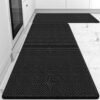 Kitchen Mat 2PCS Kitchen Rugs Cushioned Anti-Fatigue Rug Waterproof Standing Desk Mat Kitchen Mats for Floor Kitchen Rug Set for Kitchen, Sink, Office 17.3"×30"+17.3"×47" Black