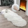 Faux Fur Rug Sheepskin Shag Fluffy Fuzzy White 2x6 ft Runner Rugs for Bedroom Bedside Bed Floor Living Room Plush High-Density Cushion Carpet Super Sofa Cover