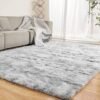 Soft Fluffy 5x7 Shag Area Rugs for Bedroom, Plush Fuzzy Shaggy Carpet Rugs for Living Room Classroom Nursery Home Decor, Tie-Dyed Light Grey Anti-Skid Rugs for Kids Girls Boys