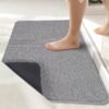 Bath Mat,Ultra Thin Bath Rugs,Rubber Bath Mats for Bathroom,Quick Dry,Non-Slip,Machine Washable,Fit Under Door,Super Absorbent Bathroom Rugs for Bathroom Floor,Shower,Sink.(Grey,17''x27'')