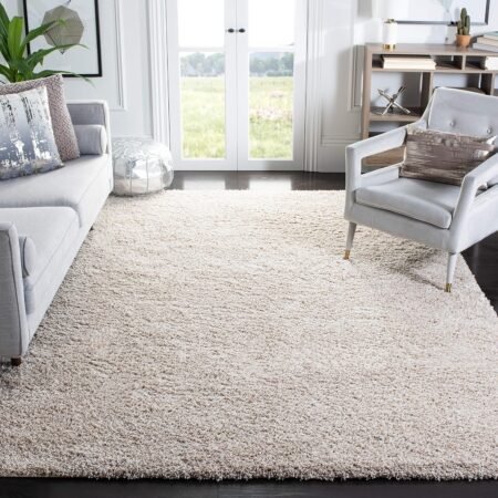 Area Rug - 8' x 10', Beige, Non-Shedding & Easy Care, 2-inch Thick Ideal for High Traffic Areas in Living Room, Bedroom